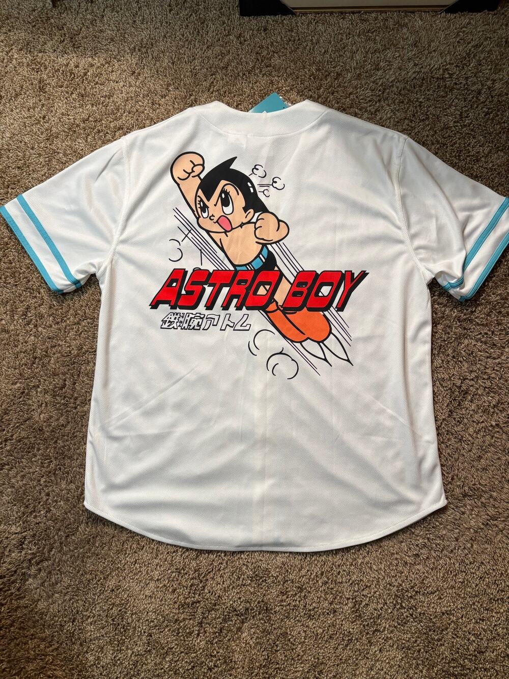 NWT Astro Boy Button Down Baseball Jersey Mens Size XL Blue